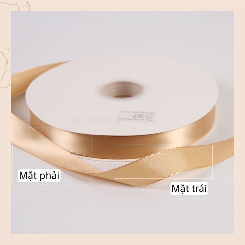 Combo 5 mét ruy băng satin lụa trơn 1 mặt