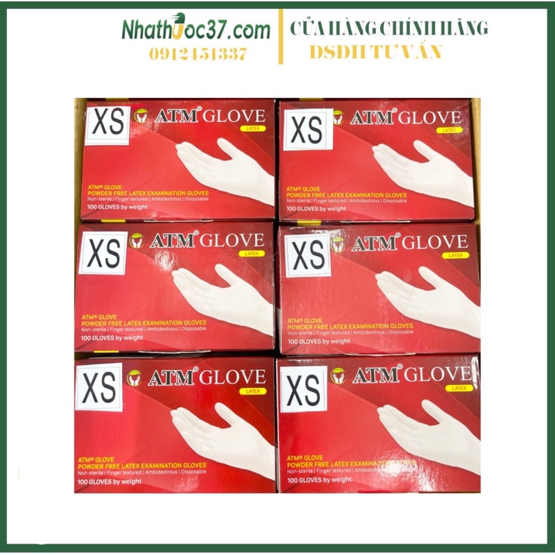 Gang tay y tế Latex ATM Glove, Merufa, Duy hằng - Gang tay cao su đủ loại và kích cỡ, dai và bền đẹp không bột và có bột