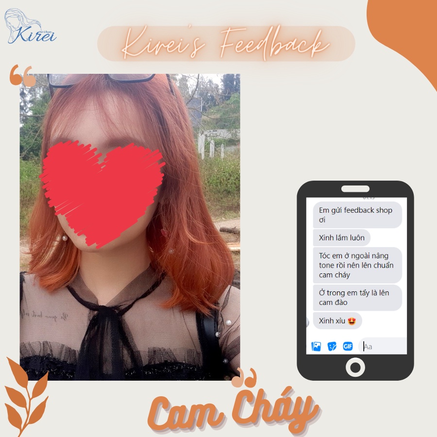 Thuốc nhuộm tóc màu CAM CHÁY Kirei Hair, KireiHair, KIREIHAIR