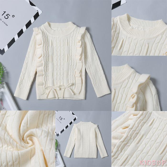 Áo Khoác Cardigan Dệt Kim Phối Bèo Thời Trang Cho Bé Gái