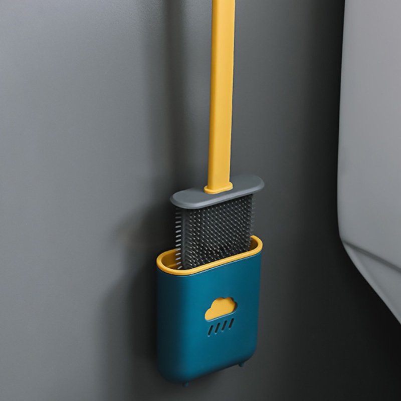 Bộ Bàn Chải Vệ Sinh Toilet Cán Dài Bằng Silicon Mềm Nhanh Khô Tiện Dụng