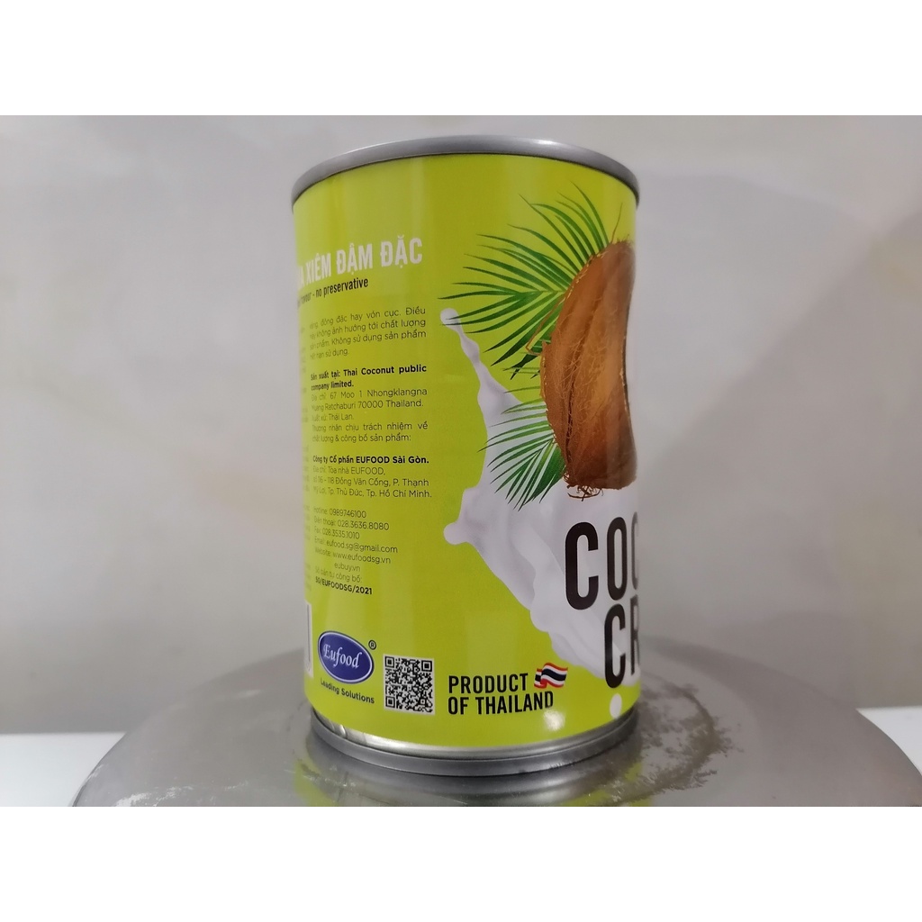 [HỘP LỚN 400ml (DỪA XIÊM)] NƯỚC CỐT DỪA ĐẬM ĐẶC [Thailand] EUFOOD Coconut Cream (euf-hk)