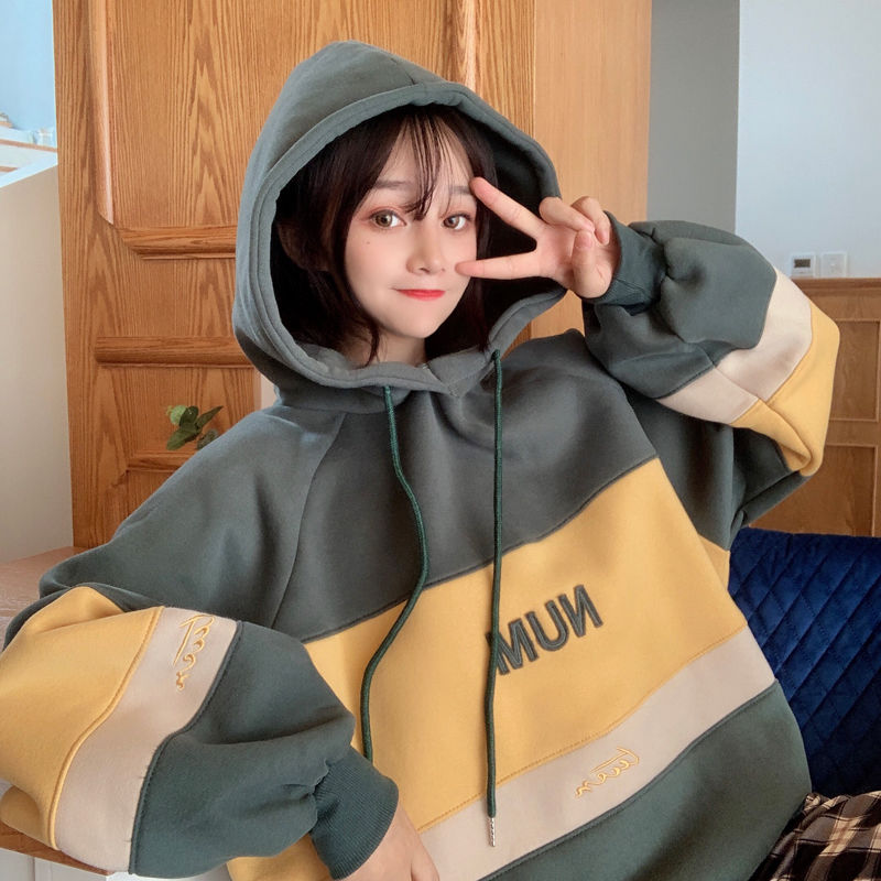 Áo khoác hoodie lông cừu chui đầu kiểu Hàn Quốc thời trang 2019 cho nữ