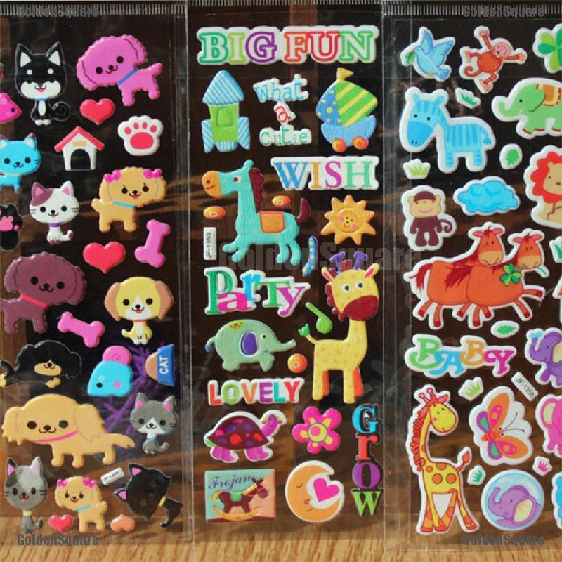 Set 10 Sticker Hoạt Hình 3D Cổ Điển