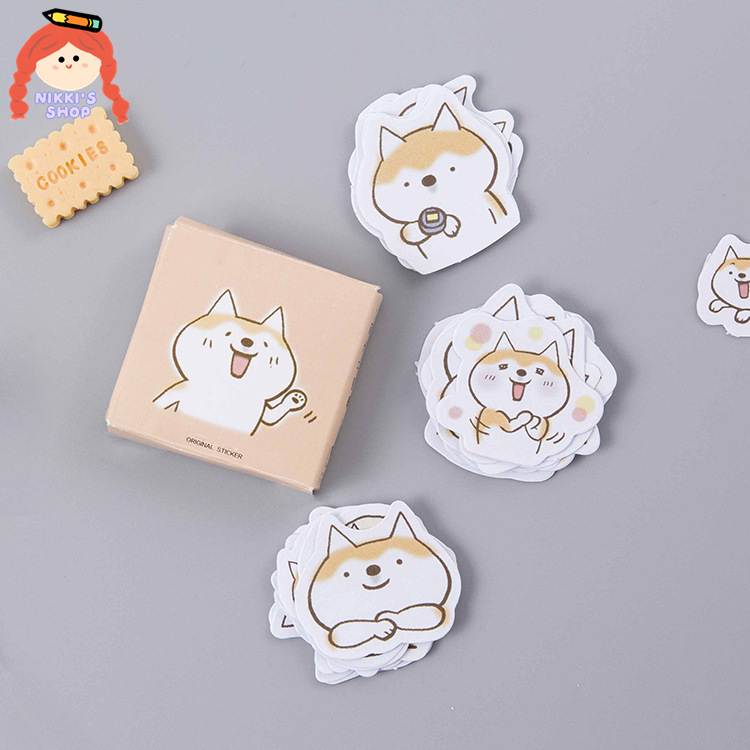 Bộ 45 miếng dán hình chú cún đáng yêu dùng trang trí sổ tay