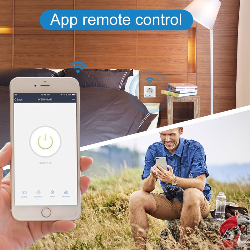 20A Không Dây WIFI Ổ Cắm Điện 16A Thông Minh Hẹn Giờ Cắm Điều Khiển Từ Xa Nhà Chống Cháy PC EU Cắm-ELLE
