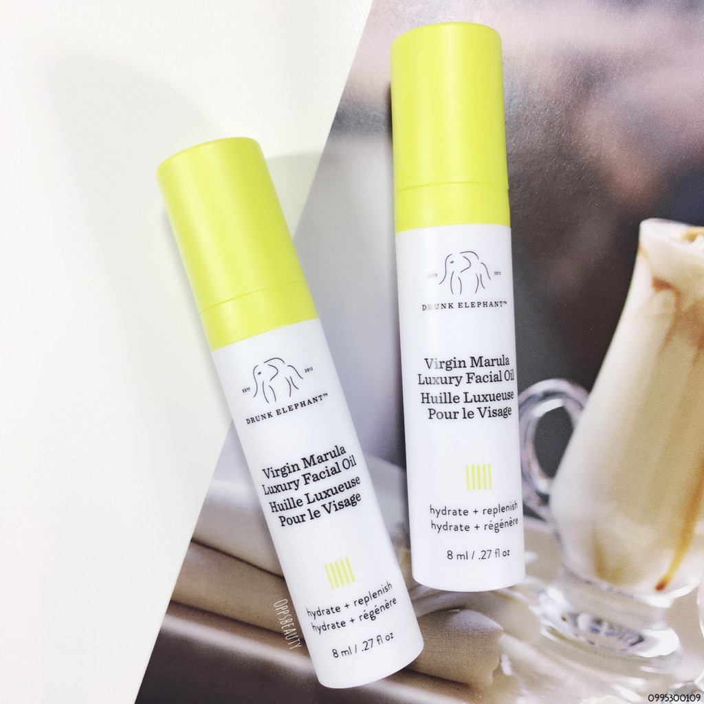 Dầu dưỡng da Drunk Elephant Virgin Marula Luxury Facial Oil 3ml và 8ml