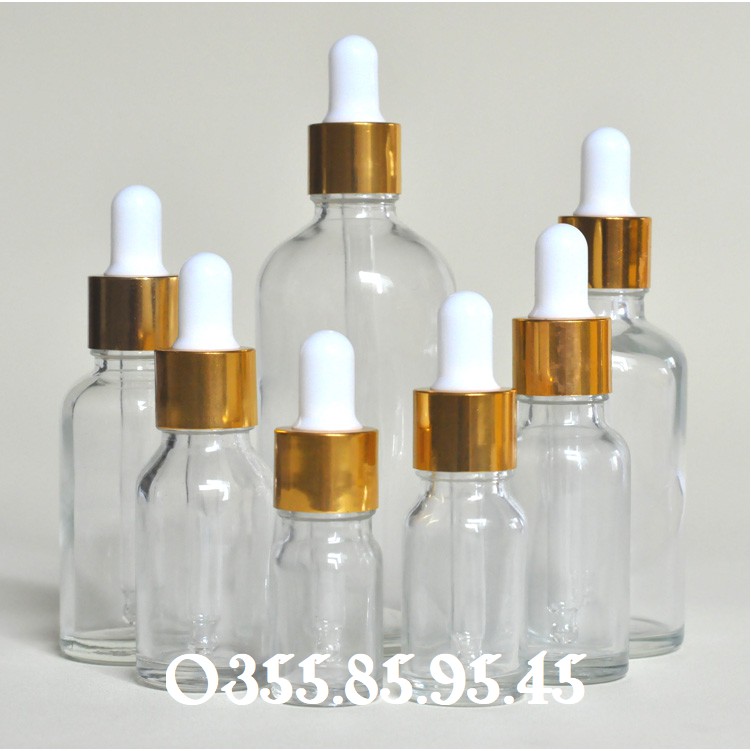 100 Chai thủy tinh 10ml + 100 Chai tinh dầu 5ml nắp bóp đen chiết mỹ phẩm