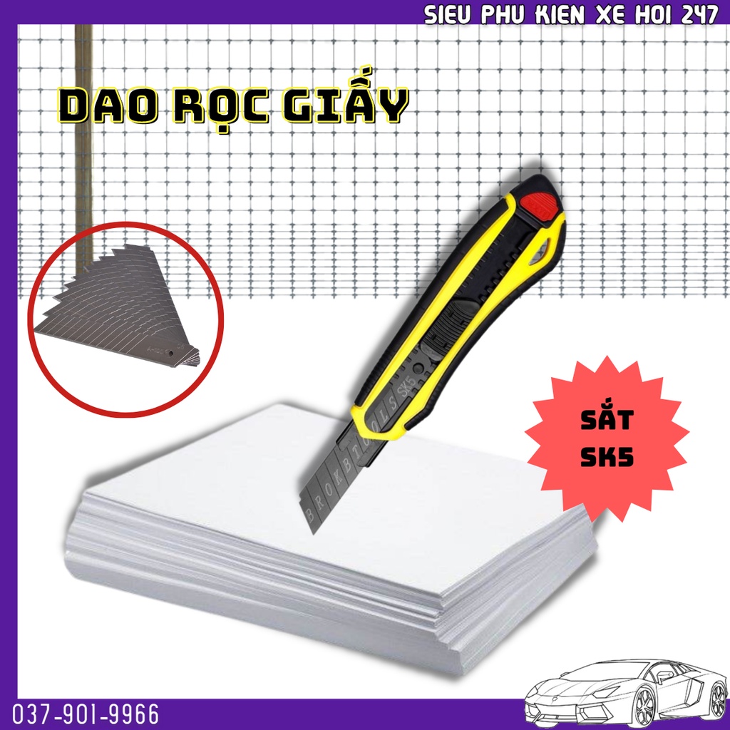 Dao rọc giấy lưỡi to 18mm SK5 loại xịn tặng lưỡi dao