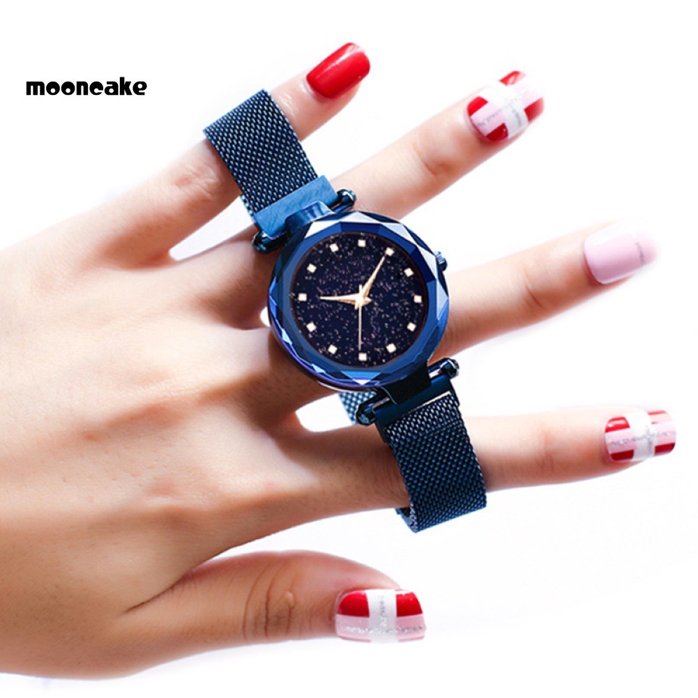 Đồng Hồ Analog Máy Quartz Nữ Mặt Đính Hột Xoàn Dây Thép Không Gỉ