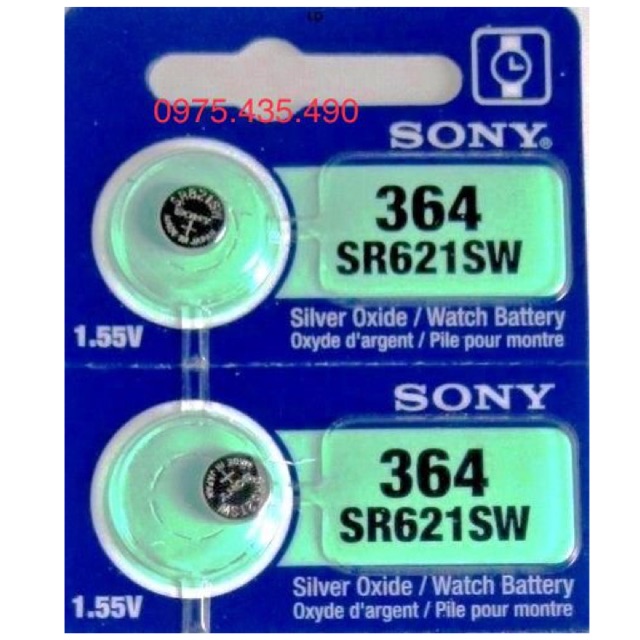 2 Viên Pin Đồng Hồ SR621SW SR621 364 Sony Chính Hãng Made in Japan