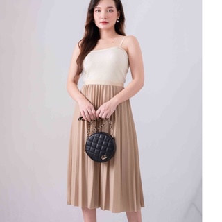 CHÂN VÁY MIDI XẾP LY TRƠN CẠP CHUN