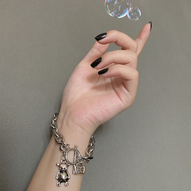 Vòng Đeo Tay Có Khóa Hình Gấu Đơn Giản Phong Cách Hàn Quốc