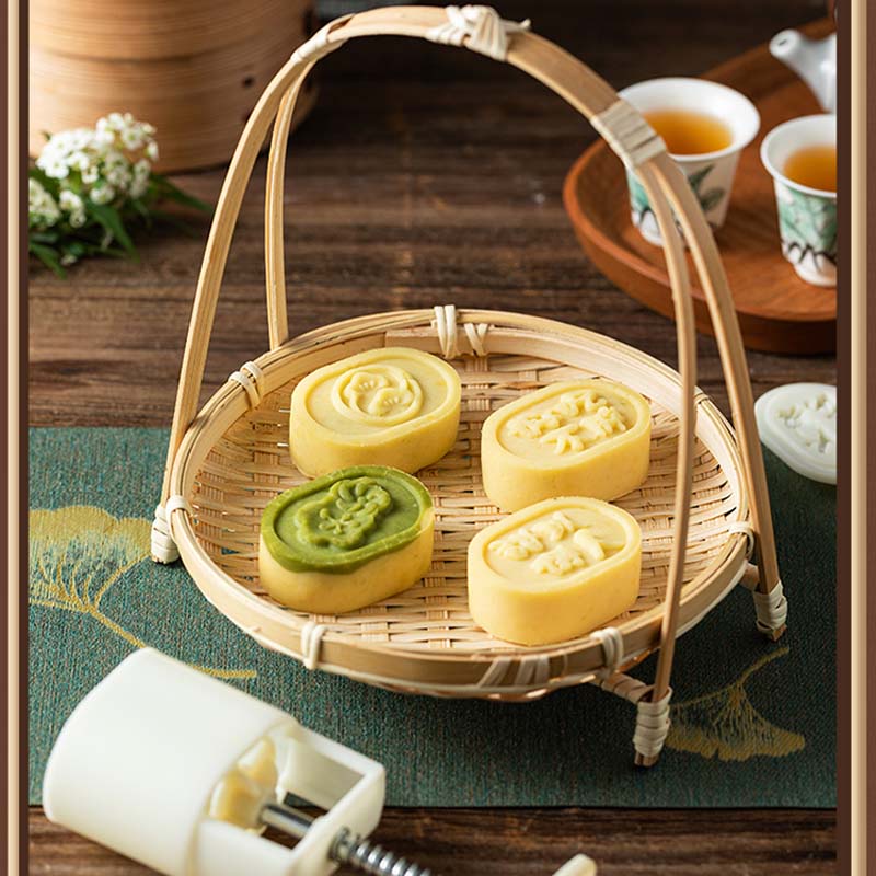 Bộ Khuôn Làm Bánh Trung Thu 3D 4 Con Dấu 50g Bằng Tay