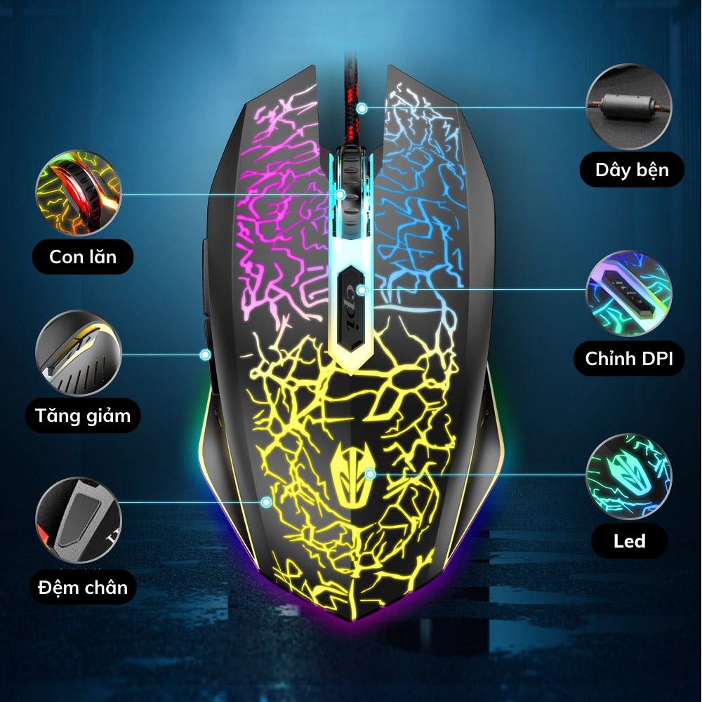 Chuột máy tính gaming Led RGB đổi màu Hunting Engine V3 3200 DPI