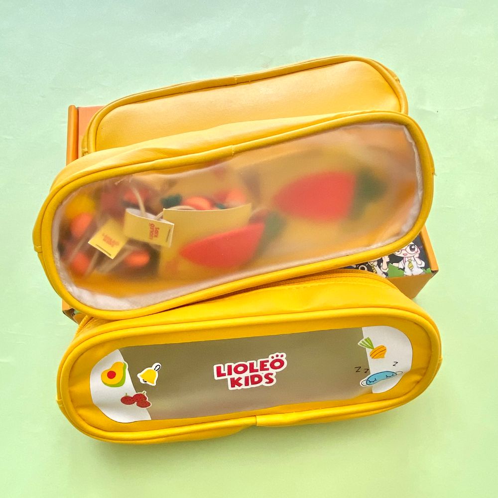 Hộp đựng bút trong suốt Lioleo Kids bằng nhựa PVC cute dễ thương
