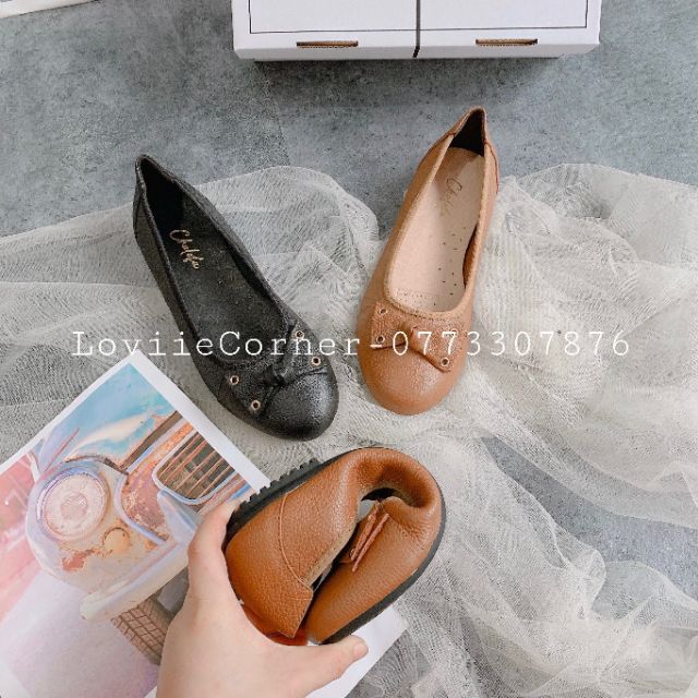 LOVIIECORNER - GIÀY BỆT NỮ CÔNG SỞ DA THẬT MŨI TRÒN NƠ - GIÀY BÚP BÊ BỆT NỮ DA BÒ SIÊU ÊM CÔNG SỞ - ( ĐEN - BÒ) B200308 | BigBuy360 - bigbuy360.vn