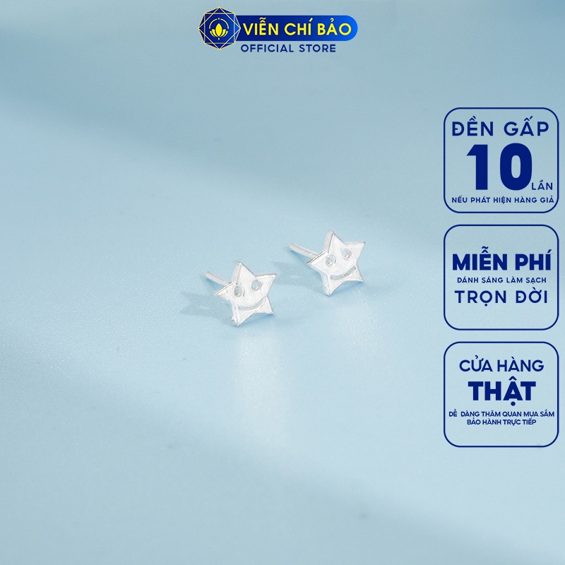 Bông tai bạc nữ hình ngôi sao mặt cười chất liệu bạc 925 thời trang phụ kiện trang sức nữ thương hiệu Viễn Chí Bảo E066