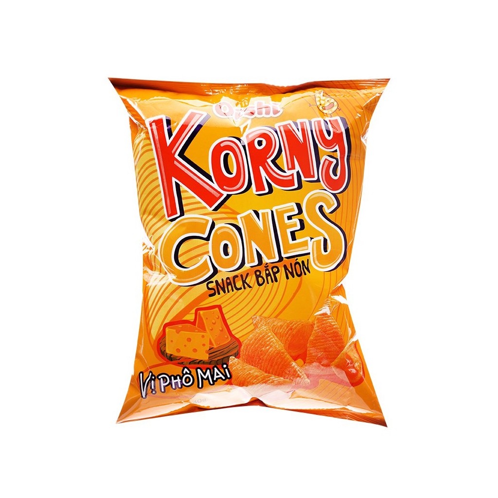 Snack bắp nón vị phô mai Oishi Korny Cones gói 40gr