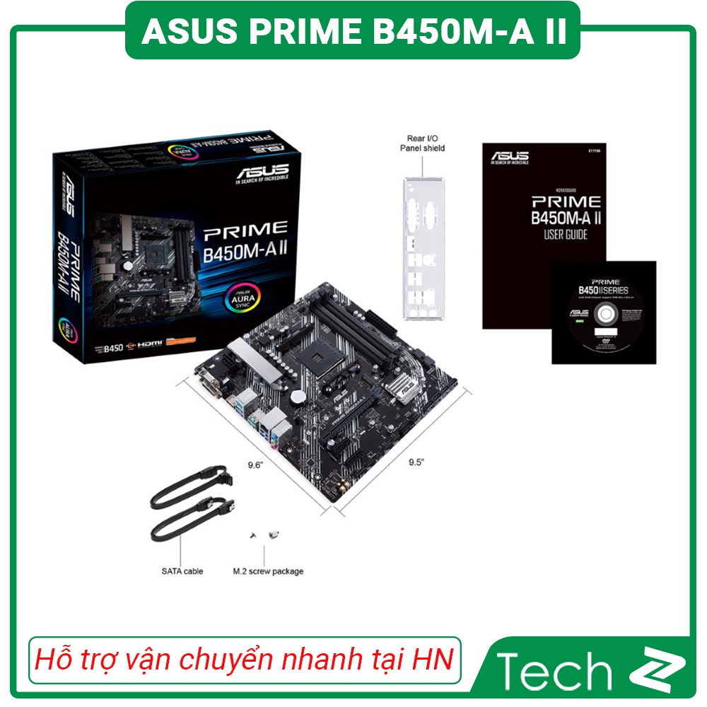 Mainboard ASUS PRIME B450M A II (AMD B450, Socket AM4, m-ATX, 4 khe RAM DDR4)