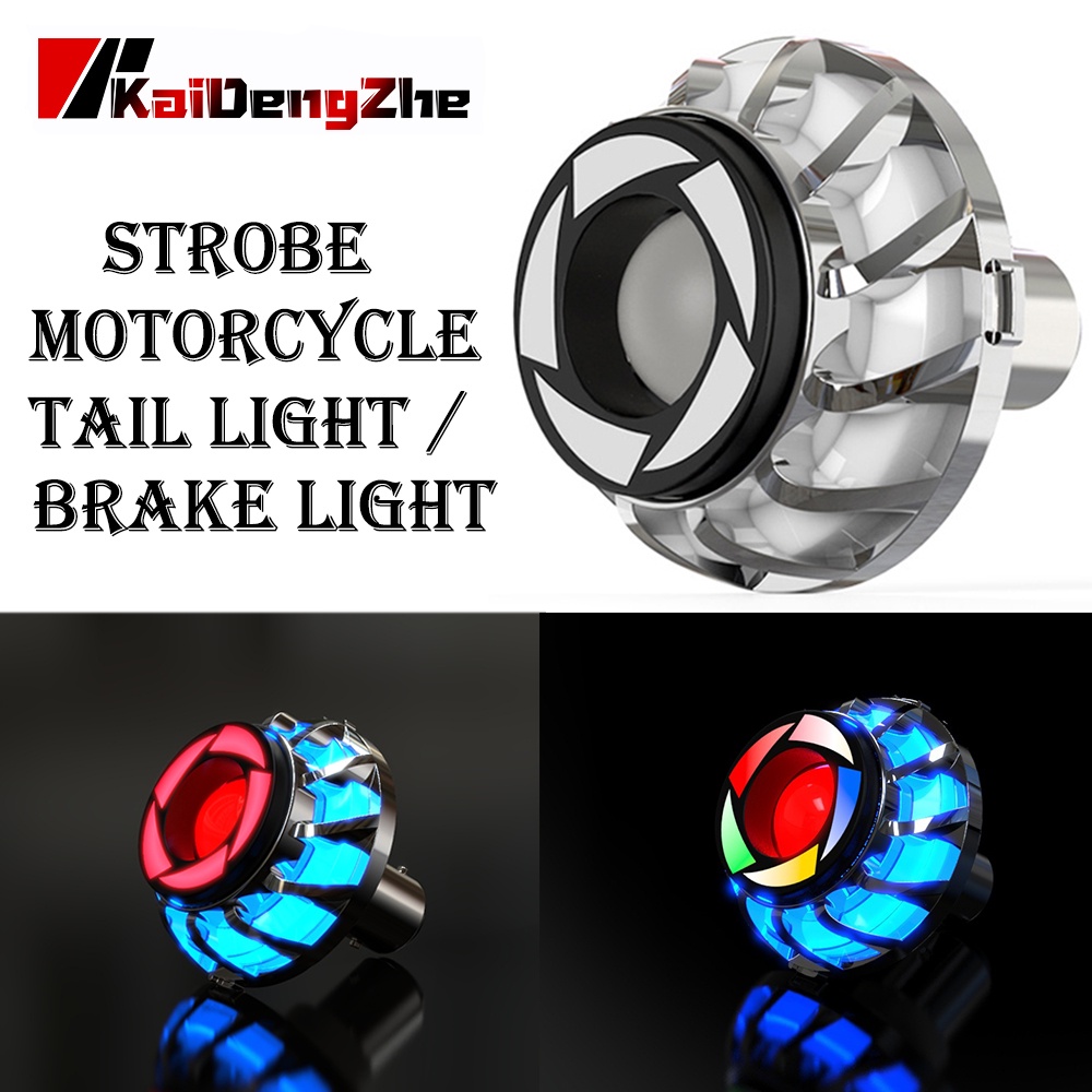 Đèn LED cho xe máy đầy màu sắc Đèn phanh ánh sáng thiên thần 1157 BAY15D Ánh sáng đuôi cầu vồng nhấp nháy Phụ kiện xe máy