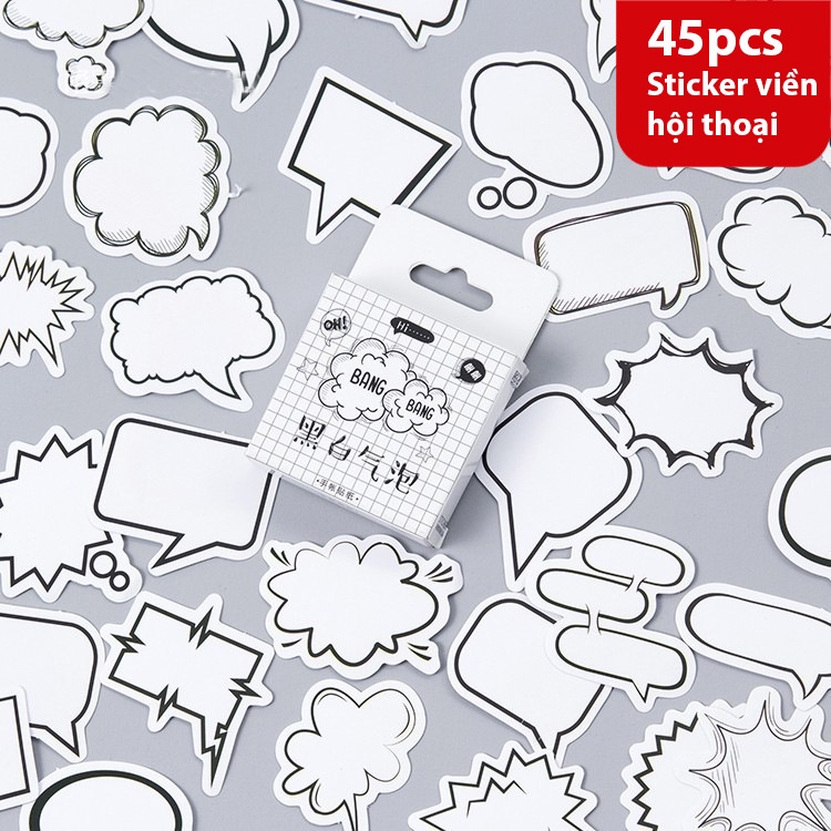 Mua Bộ 45 sticker viền hội thoại hình khung bóng chat STI30 nhãn dán ...