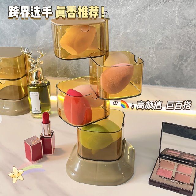 Kệ Đựng Đồ Trang Điểm Nhiều Tầng Dạng Xoay Chống Bụi Thoáng Khí