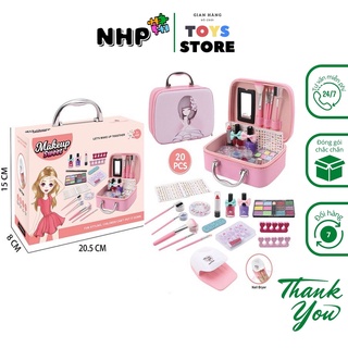 Đồ chơi cho bé gái trang điểm, bộ đồ chơi trang điểm cho bé gái kèm túi đựng đồ makeup dễ thương NHP