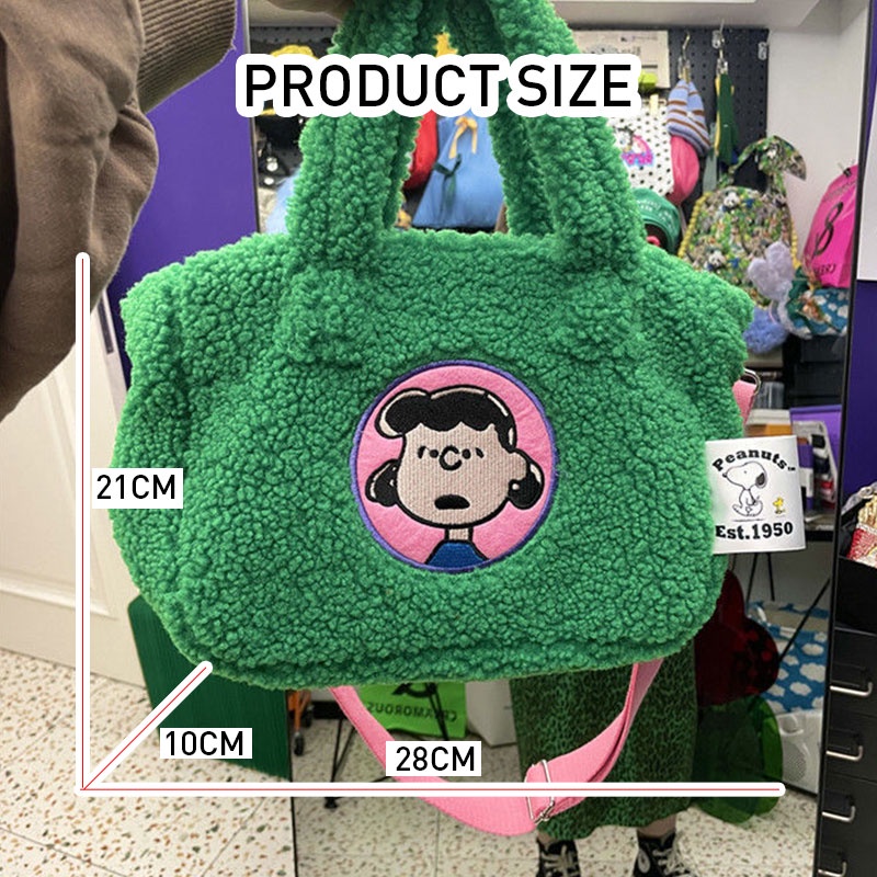 Túi xách đeo chéo một bên vai YADOU bằng lông nhung phong cách Snoopy Hàn Quốc