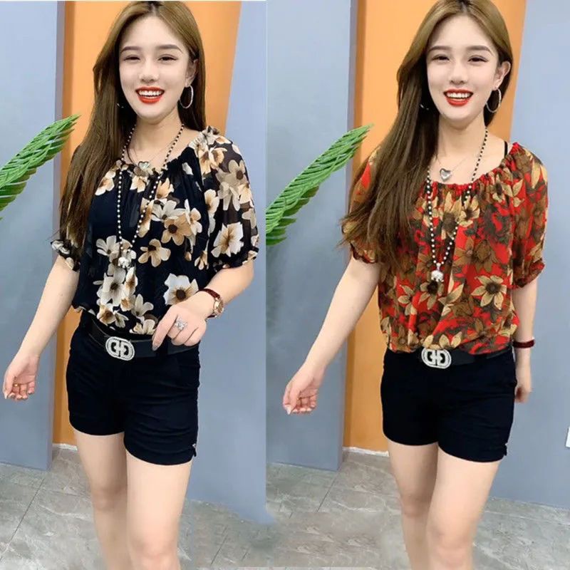Áo Sơ Mi Chiffon Dáng Rộng Họa Tiết Hoa Phong Cách Thời Trang Phương Tây Dành Cho Nữ