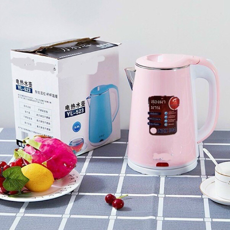Ấm siêu tốc 2 lớp JipLai Thái Lan 2.5L, ấm đun siêu tốc thái nhiều màu