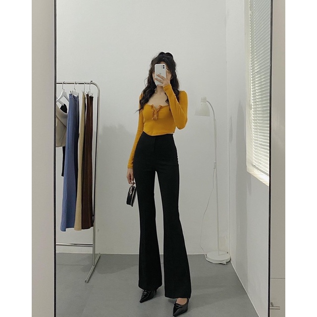 Quần Dài Nữ Ống Loe Dáng Đẹp Kéo Dài Chân Hotrend Duonghuong.clothing