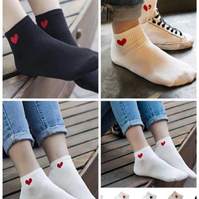 Set 10 Đôi Tất Cổ Ngắn Hoạ Tiết Trái Tim ( Ảnh thật)-