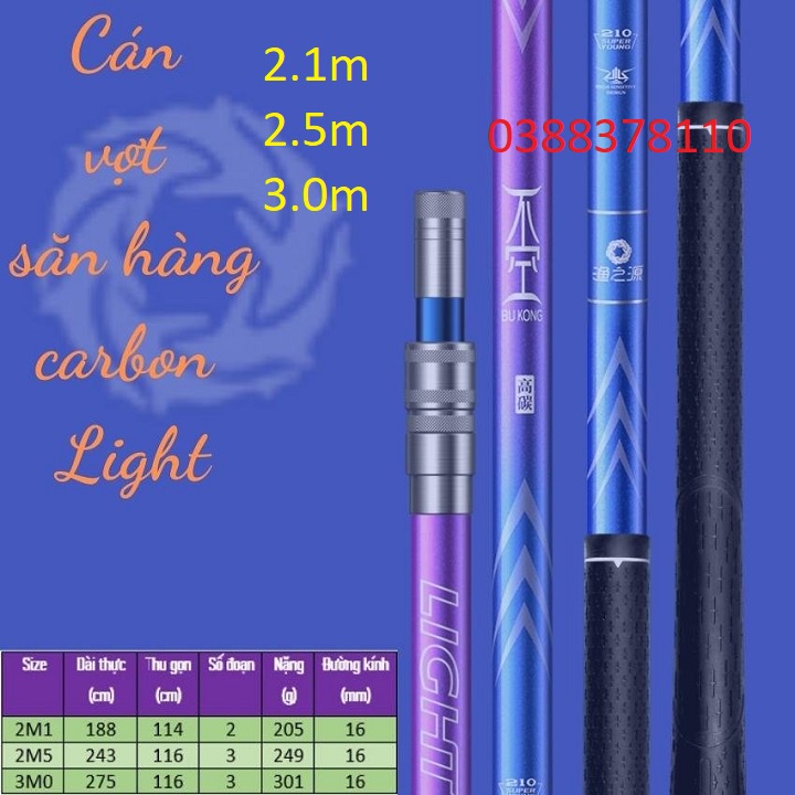 Cán Vợt Cá Carbon Săn Hàng Light Cao Cấp Thế Hệ Mới