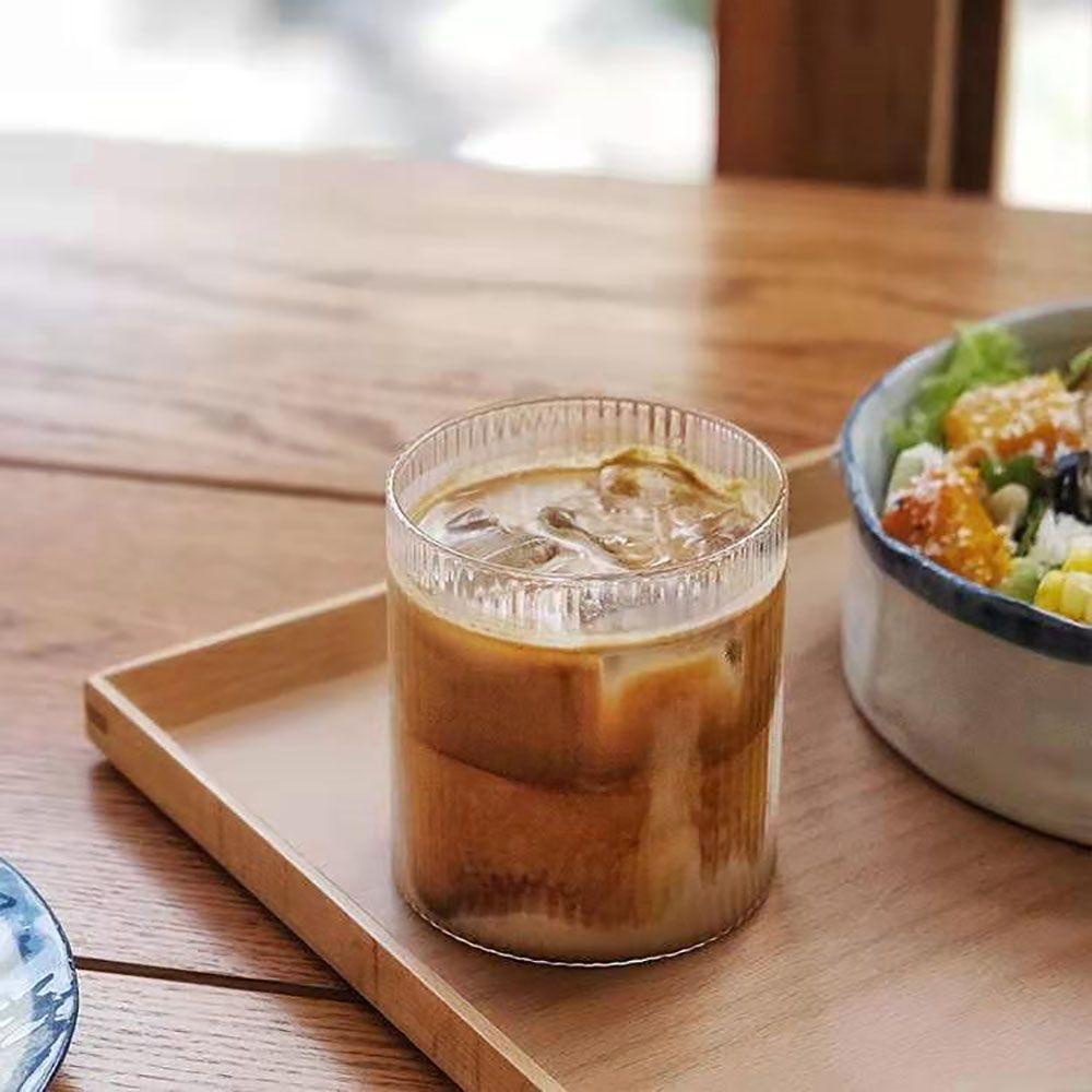 Cốc Thủy Tinh Uống Nước/Trà/Cà Phê Chịu Nhiệt Kẻ Sọc Dọc Màu Trong Suốt Có Thể Tái Sử Dụng Nhiều Màu Phong Cách Nhật Bản Dành Cho Nhà Bếp