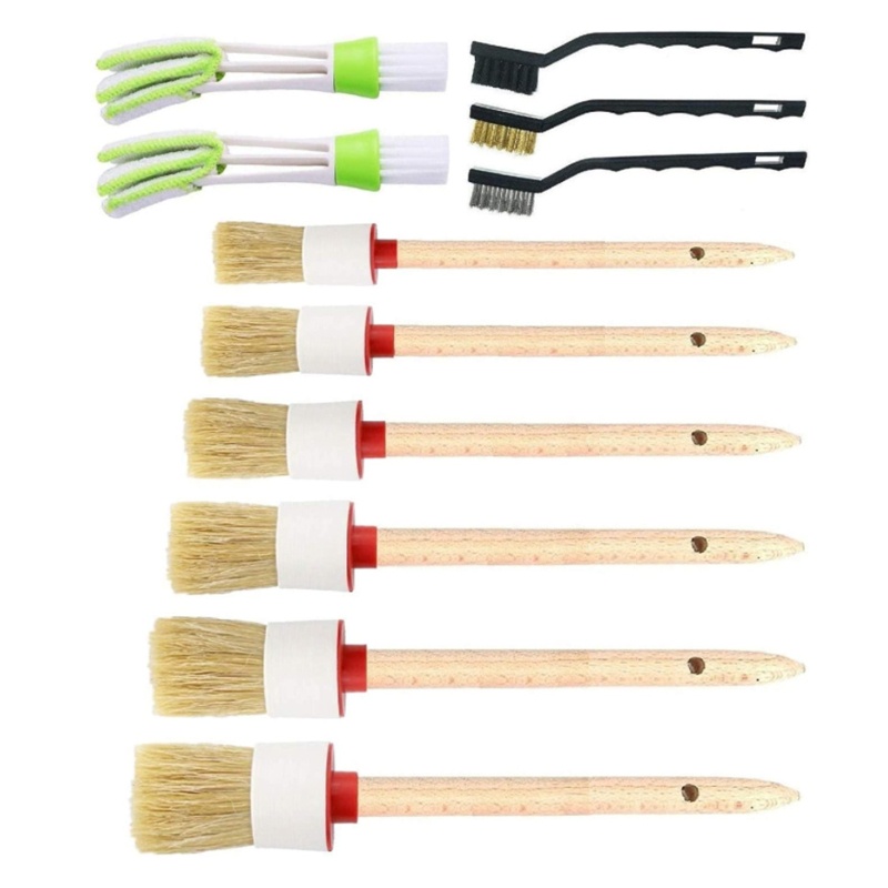 Bộ 11 Bàn Chải Sợi Mềm Vệ Sinh Viền Bánh Xe Máy Đa Năng