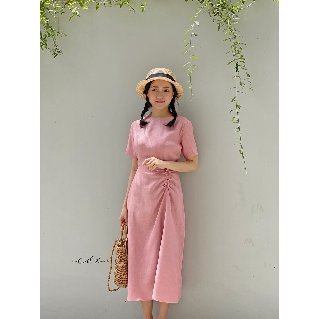 Đầm linen rút eo Cói Design
