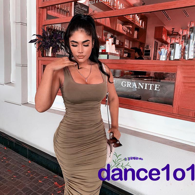 ✯☽Women Long Folds Sleeveless Solid Color Slim Fit Sexy Backless Evening Dress | BigBuy360 - bigbuy360.vn