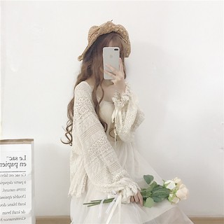 [HÀNG ORDER] Áo khoác ren mỏng tay nơ bèo UL015