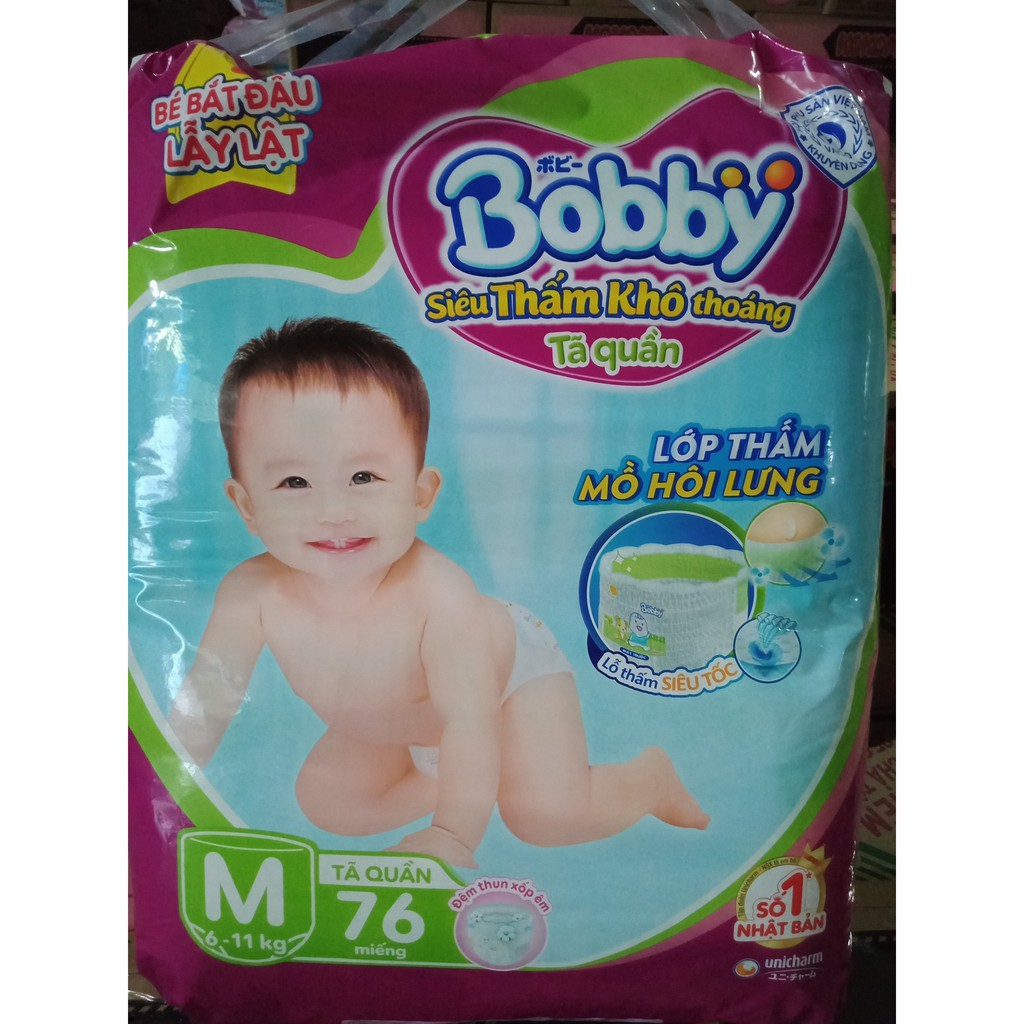 Bỉm tã dán siêu mỏng Bobby Fresh M76 ( từ 6-11kg)  - HSD luôn mới