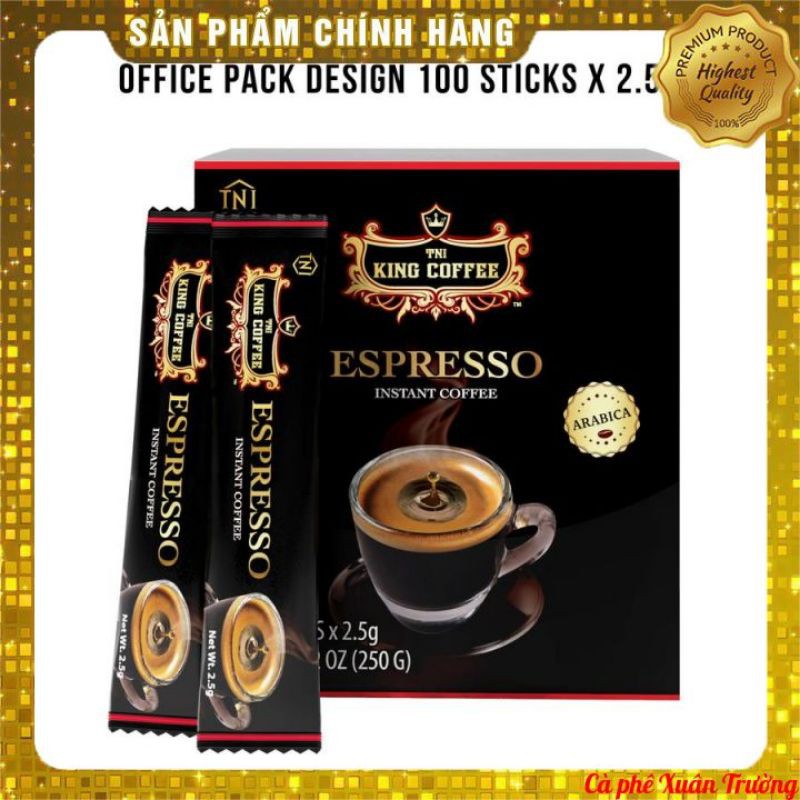 [Cà Phê Giá Sỉ Date New] Cà Phê Đen Hòa Tan KING COFFEE ESPRESSO (Hộp 100 gói x 2.5g)