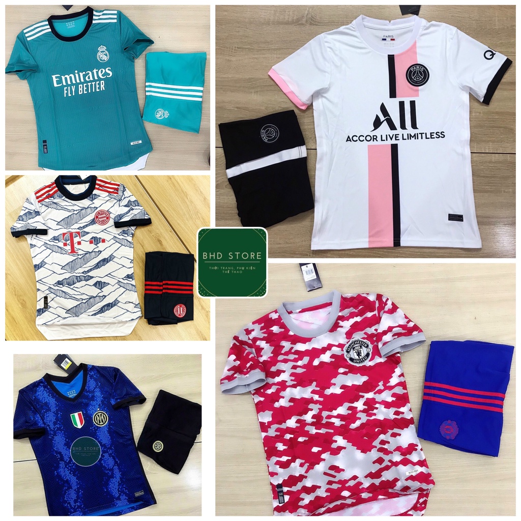 Bộ quần áo bóng đá PSG, Mancity, Real, bayern munich, Inter, Juventus Super hàng thailand 2021-2022 chất vải đẹp