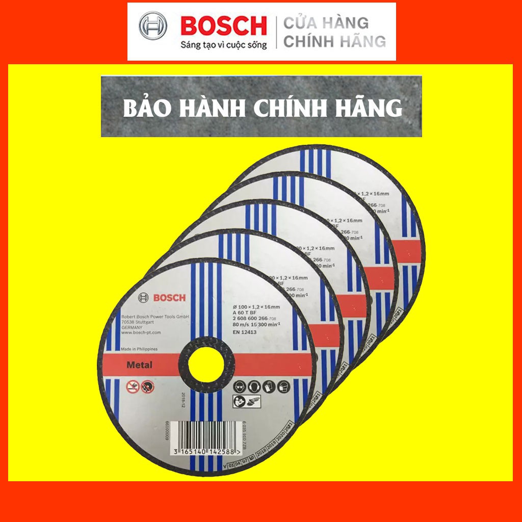 [CHÍNH HÃNG] Combo 5 Đá Cắt Bosch (2608600266) 100x1.2x16mm (Sắt) Giá Đại Lý Cấp 1
