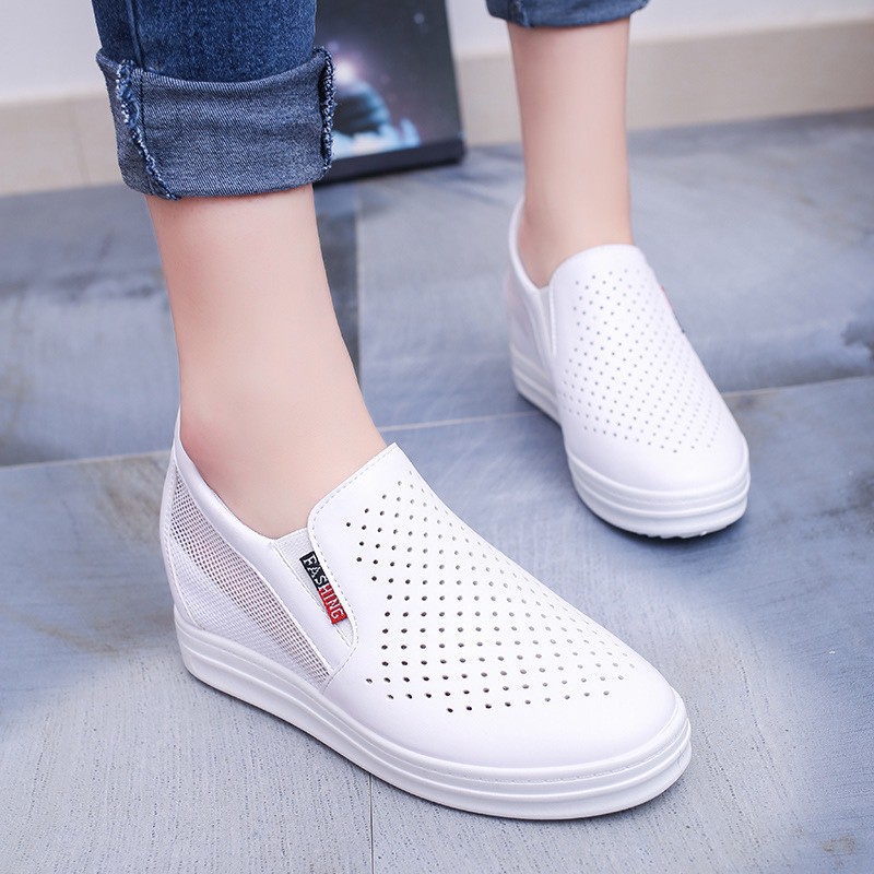 Giày sneaker nữ độn đế lỗ thoáng khí form nhỏ hơn 1 size có video ảnh thật