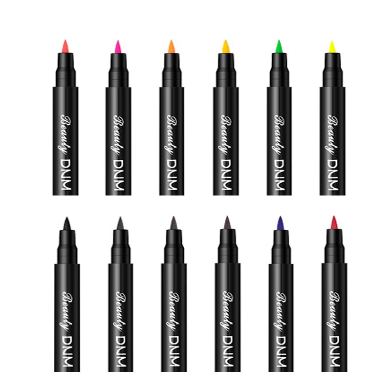 Bút Kẻ Mắt Dạng Lỏng 12 Màu Neon Chống Nước Không Nhòe Mịn Màng
