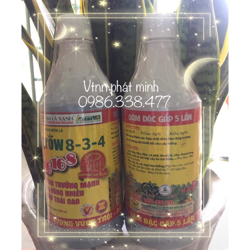 Phân bón lá Grow 8-3-4 của CTY BA LÁ XANH thương hiệu danh tiếng 24 năm ( 500ml)