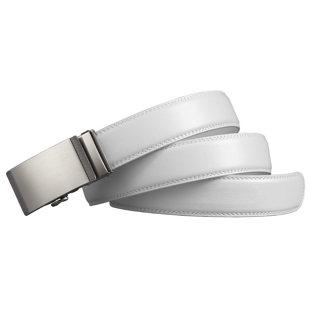 Dây Thắt Lưng Da Thật Màu Trắng Có Khóa Kim Loại Tự Động 35Mm Z14P13B Cho Nam