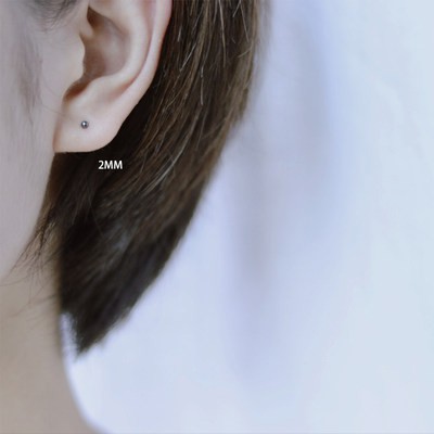 Bông tai bạc tinh khiết nam tính khí đơn giản Bông tai để nâng cao tai xỏ lỗ tai thanh tai nhỏ tai xương đinh Tai sụn nữ