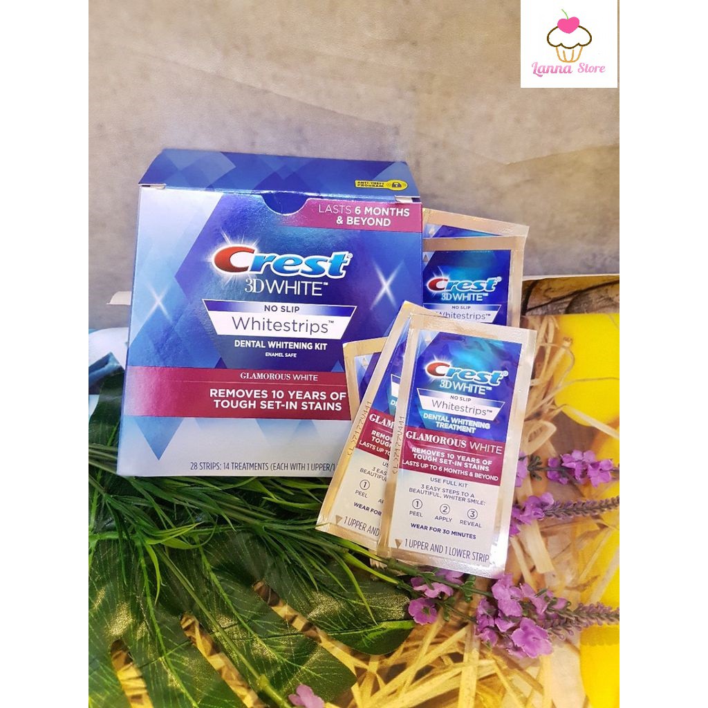 Combo 14 miếng (7 gói/7 ngày) dán trắng răng Crest 3D White Whitestrips loại Glamorous - Mỹ