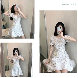Đầm Chữ A Tay Ngắn Nhấn Eo Cao In Họa Tiết Hoa Phong Cách Pháp Thời Trang Mùa Hè Mới Cho Nữ